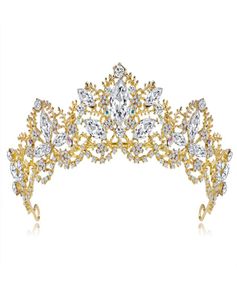 Mode Nieuwe Goud Zilver Kristal Parel Kroon Bruiloft Tiara Bruids Haar Sieraden Haaraccessoires Prinses Optocht Kronen Cadeau Voor Wo2162253