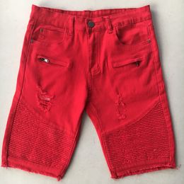 Mode-nieuwe High Street Shorts Hip Hop Fashion Summer Male korte jeans zacht en comfortabel gat shorts jeans 221J
