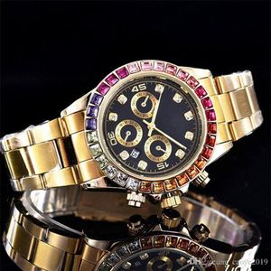 Fashion Nieuwe luxe 3A Watches Day Date Gold Utomatic Movement Men's Watch Diamond Bezel roestvrij staal mechanische heren pols3067