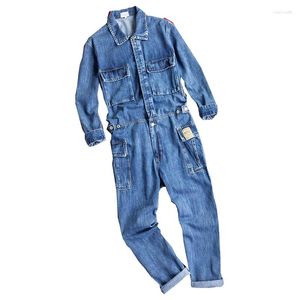 Mode nieuwe mannen s jeans denim jumpsuits overalls voor broek lange mouw hiphop multi pocket vintage zwart blauw streetwear romper jeans paars paars