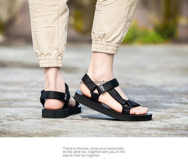 Moda nuevos hombres y mujeres casual talón plano estudiantes respirar al aire libre Vietnam playa zapatos tobillo correa sandalias tamaño 35-44 0004