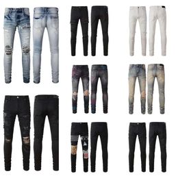 Moda New Millennial Jeans Designer Men S Skinny Design Color Long Hippy Bordery Fit Slim Denim Pantalones de calle Retras