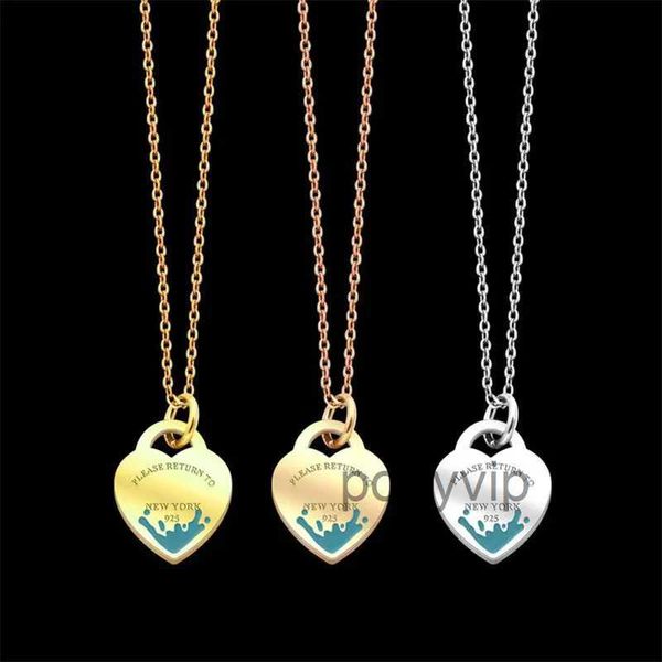 Mode Nouveau Pêche Coeur Pendentif Colliers Marque Classique Vert Émail pour Hommes Femmes Premium En Acier Inoxydable Designer Collier Bijoux OB1W 7YXU