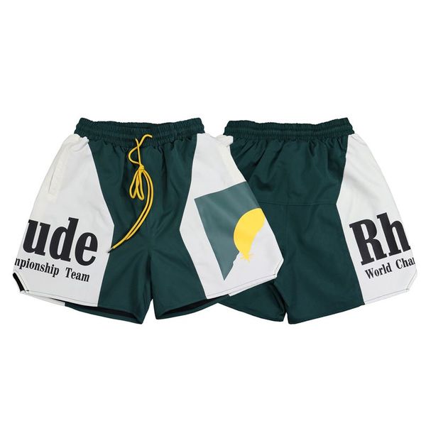 Mode New Rhude Mens Shorts Designer Shorter Femmes Swim Short Cashew Flower Knit Cordon Hommes Couples Joggers Sportswear Lâche Ru Casual Beach Pantalons de survêtement