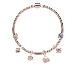 Moda New Rose Gold charms Pulsera s925 Silver Heart love Pendant Mother Designer Jewelry para mujer Festival Gift DIY fit Pandora Bracelet with Box