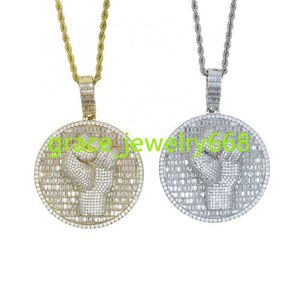 Mode nieuwe ronde vuist hanger ketting delicate volledige diamant uniter hippe ketting hiphop ketting sieraden romantisch cadeau