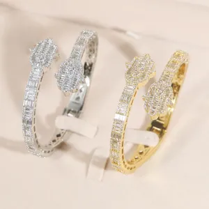 Mode nouveau carré cubique Zircon pavé Hamsa main bracelet à breloques bracelet Hip Hop étincelles bijoux livraison directe