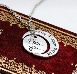 Mode nouveaux Styles je t'aime à la lune et au dos collier fermoir à homard colliers pendentif chauds