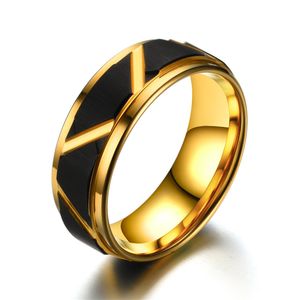 Bague de fiançailles de mariage pour hommes en acier inoxydable 316, bijoux à main de haute qualité, bague à rainure fendue en or noir, largeur de 8MM pour dame hommes