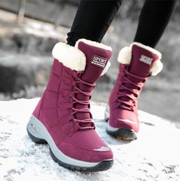 Mode nieuwe winter dames laarzen hoge kwaliteit houd warme midden-kalf sneeuwschoenen vrouwen vat-up comfortabele dames laarzen femme