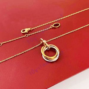 Mode Nieuwe Dames Designer Ketting Mode Drie Ring Hanger Ketting Gouden Sieraden Vakantie Cadeau Diamant