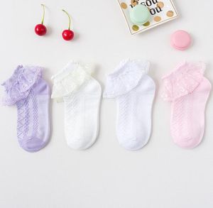 Mode pasgeboren peuters meisjes gegolfde sokken frilly katoenen enkel sokken met lacework decoratie 0-3 jaar babymeisjes sokken
