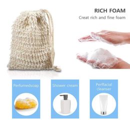 Fashion Nice Natural Ramee Douche Peeling Sponszakje Netto Comfortabel Bubble Blister Mesh Zeep Saver Schuimzak 100 stuks DHL4839485