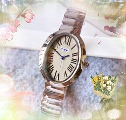 Mode belle forme ovale cadran de réservoir romain femmes montres de haute qualité en acier inoxydable quartz dames élégant noble table glacée petits amoureux horloge montre-bracelet