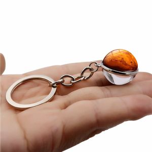 Negen planeten Planet Time Gem Keychain Glass Cabochon Ball Pendant Key Ring Handtas Hangt Mode Jewelry Cadeau