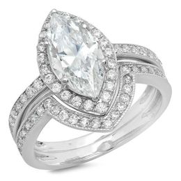 Moda noble 14K Platino Diamante Compromiso Compromiso Anillo nupcial Amor Anillo de diamantes Tamaño 6 7 8 9 10