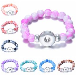 Mode Noosa Rivca Snaps Knop Hars Kraal Armbanden Charm Fit 18mm Drukknopen 8 Kleuren Elastische Strand Kralen Armband