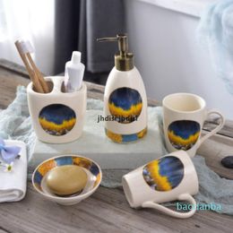 Fashion Nordic Creative Tooth Cup Suit Modern Ceramics Bathroom Accessories Toilet Set Brush Solder Box Box Suite
