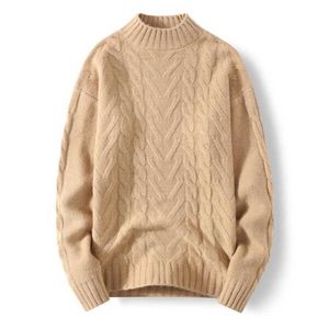 Mode O-hals Gebreide truien Heren Casual Losse Solid Jumper Mannen 2021 Herfst Winter Lange Mouw Warm Sweater Tops Streetwear Y0907