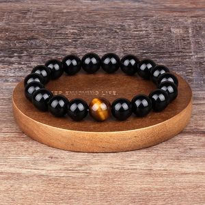 Fashion Obsidian Tiger Eye Stone Bracelets for Men Natural Beads Man Bracelet Charm Yoga Bijoux Gift Pulsera 240423