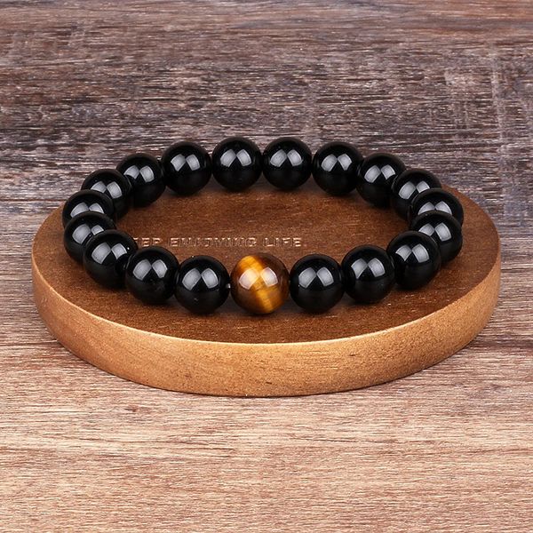 Fashion Obsidian Tiger Eye Stone Bracelets for Men Natural Beads Man Bracelet Charm Yoga Bijoux Gift Pulsera 240423