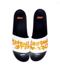 FASE OFF Slippers White A Brand Impressionisme Weinig schuifregelaar Oranje slippers ZLH9856062