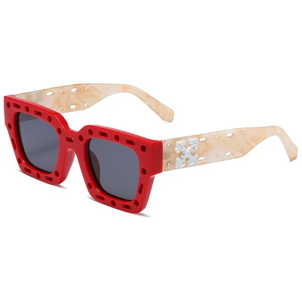 Mode OFF W lunettes de soleil 2022 Nouveau OW Lunettes de soleil imprimé léopard Tendance UV400 Extérieur Transparent Box61T0