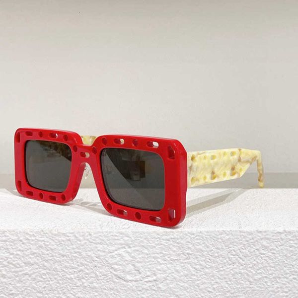 Mode OFF W lunettes de soleil New Square Femmes Hommes off Fotch Hole Design Lunettes de soleil Dames BLANC Rectangulaire Acétate Lunettes OERI025 Hip Hop EyewearAP14