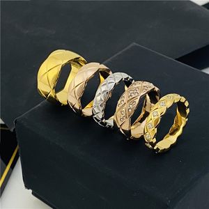 mode OL geometrie ruit diamant ontwerper band ringen voor vrouwen mannen 18K goud roestvrij staal eenvoudige liefde paar ring bruiloft sieraden