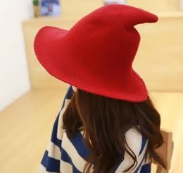 Chapeau de sorcière tricoté pour vieux enfants, à la mode, flèche d'halloween, chapeaux à large bord pour femmes, casquette de pêcheur en tricot fin, caps magiques 4157576