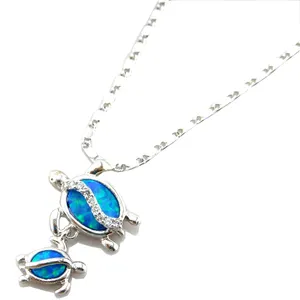 Pendentif de bijoux en opale à la mode; joli collier pendentif tortue mère et fils, neuf de haute qualité
