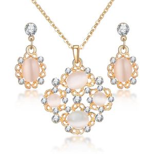 Ensembles de bijoux de mode opale pour femme cubique zirconi drop golden plaquette collier de boucles d'oreilles déclaration de mariée mariage 9396642