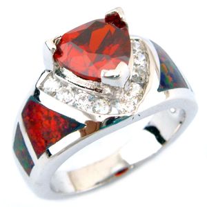 anneaux d'opale de mode opale de feu avec pierre rouge grenat OR026-5