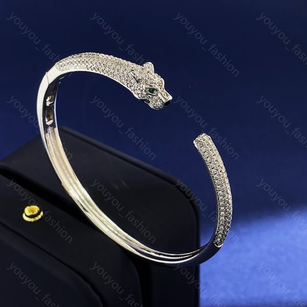 Mode Bracelet Ouvert Diamants De Luxe Bracelets Bracelet De Créateur Jolis Bracelets En Or De Luxe Vert Gemmes Yeux Manchette Charme Premium Bijoux Cadeaux AU750 -7
