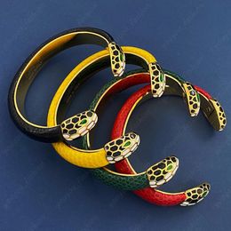 Mode Ouvert Bracelet Serpent Décoration Bracelets Designer Bracelet Belle Bracelets En Cuir Rouge De Luxe Charme Premium Bijoux Cadeaux 4 Couleurs Nouveau
