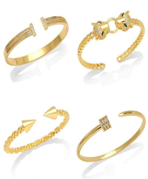 Bracelet à ongles ouverts en or, hip hop, tête de léopard, ensemble de fête à la mode, bijoux à tarière pour hommes et femmes 2838154