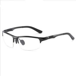 Lunettes de Sport à monture optique en aluminium et magnésium, miroir plat, demi-monture, lunettes à vue courte, 304z