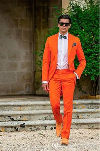 Mode Orange Tailcoat Matin Style Hommes Smokings De Mariage Peak Revers Un Bouton Hommes Formelle Dîner Costume De Bal (Veste + Pantalon + Arcs + Ceinture) 8