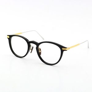 Cadres en corne de buffle à fleurs noires originales Design extérieur Lunettes de vue classiques pour hommes et femmes Lunettes de vue en titane vintage surdimensionnées rondes