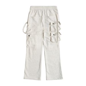 Fashion originele vrachtflare zweten mannen Meerdere zakken High Street Solid Color Flare Pants Sport Slim Fit Heatpants
