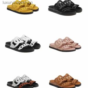 Fashion originele H Designer Slippers Nieuwe handgemaakte varkensneus Oom Slippers Zomer Fashion Outwear Slippers Heren Dames Vlak zool echt met 1: 1 Brand Logo