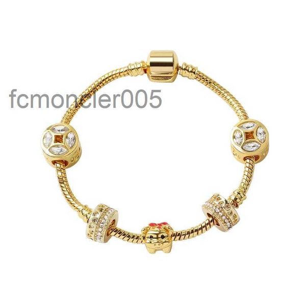 Fashion Pandoras Original 925 Plata Gold Crystal Joya de joya de joya de joyas de vidrio Pulseras de serpientes de vidrio Diy Regalo de vacaciones GX05