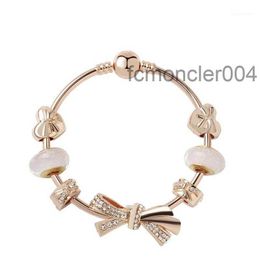 Fashion Original Pandoras 925 Silver Rose Gold Glass Bracelets Bracelets Set Diy Jewelry Beads Holiday Gift Bang2197 I101