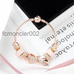 Fashion Original Pandoras 925 Silver Rose Gold Glass Brilliant Bracelets Bangles Set Diy Sieraden Charm Beads Holiday Gift Bang247m 0qnw