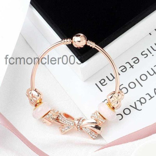 Fashion Pandoras Original 925 Plata Rose Gold Glass Bracelets Bracelets Juego de brazaletes Diy Joyas Boads Regalo de vacaciones Bang247m 453T