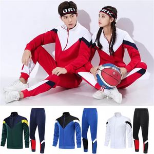 Fashion Outdoor Fitness trackpakken voor heren Autumn Zipper Sports Sweatshirt en Joggers Pant Paren groot formaat 2 -stuks sets 9407