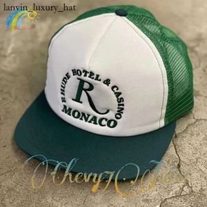 Moda de malla al aire libre Patchwork Rhude Hombres Mujeres Etiquetas Ajustable Bordeo ancho Bordado bordado Rhude Baseball Cap 4310