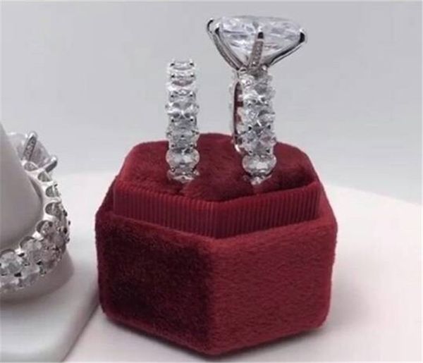 Fashion Oval cut 8ct AAAAA cz Ring Sets 925 Sterling Silver Engagement Wedding Band Ringen voor vrouwen mannen Vintage partij Sieraden