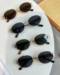 Fashion Ovale Sunglasses Femme 2024 Brand de luxe Designer Cadre métallique verres de soleil Men Classic Vintage Round Shades UV400 Eyewear