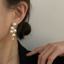 Mode surdimensionné blanc perle boucles d'oreilles pour les femmes bohème doré rond Zircon boucles d'oreilles de mariage bijoux cadeau